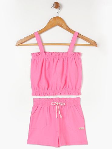 Conjunto Short Juvenil Para Menina - Rosa