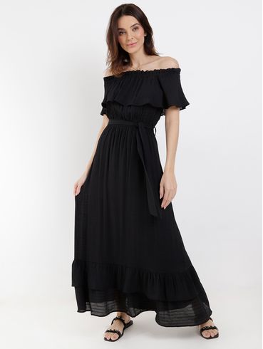 Vestido Longo Eagle Rock Feminino Preto