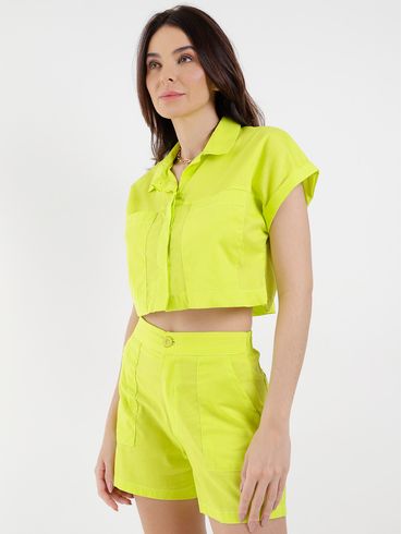 Camisa Cropped Autentique Feminina Verde
