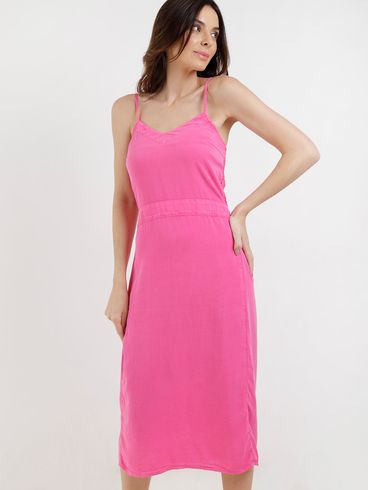 Vestido Midi Feminino Rosa Pink
