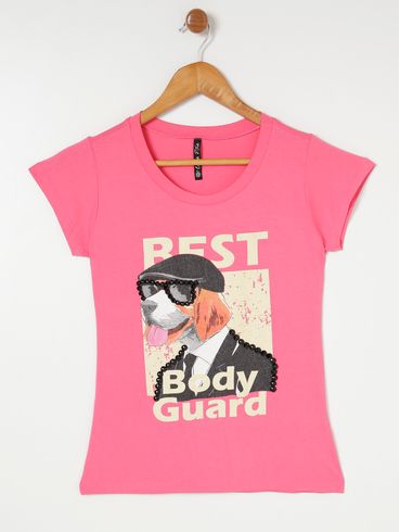 Blusa Manga Curta Feminina Rosa