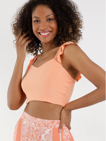 Top Cropped Autentique Feminino Laranja