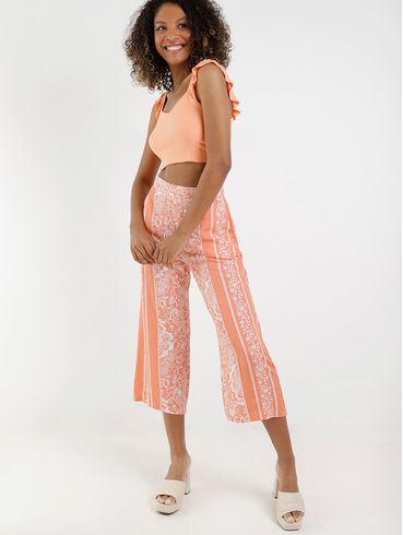 Top Cropped Autentique Feminino Laranja