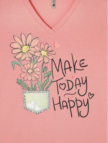 Blusa Manga Curta Feminina Rosa