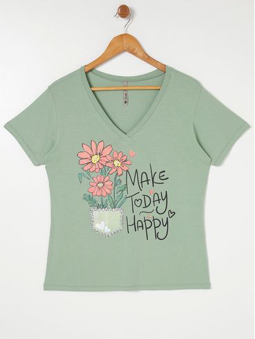 Blusa Manga Curta Feminina Verde