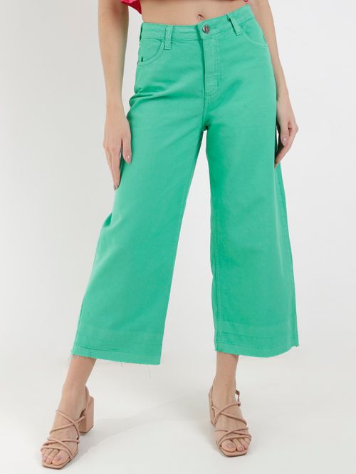 Calça Sarja Pantacourt Feminina Verde