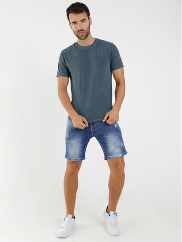 Bermuda Jeans Curta Rock E Soda Masculina Azul