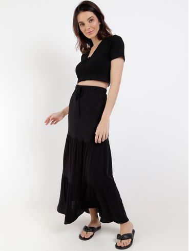 Saia Longa Feminina Preto