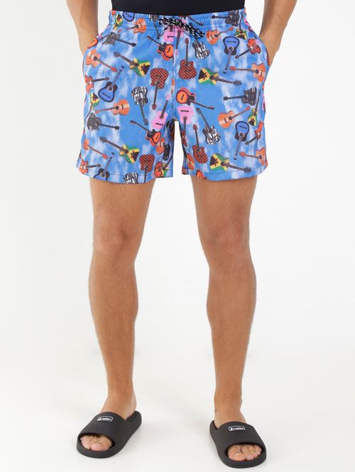 Short Estampado Masculino Azul