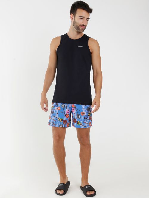 Short Estampado Masculino Azul