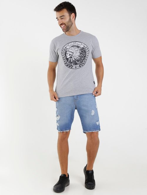 Bermuda Jeans Destroyed Vels Masculina Azul