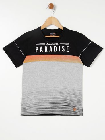 Camiseta Manga Curta Juvenil Para Menino - Preto