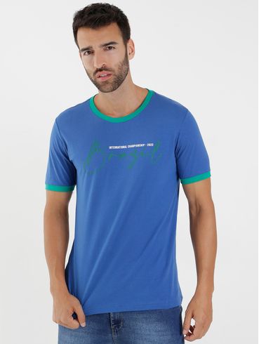 Camiseta Seleção Brasil Masculina Azul