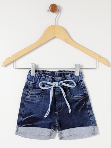 Short Jeans Infantil Para Menina - Azul