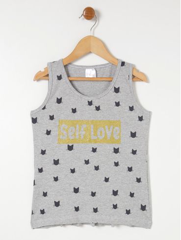 Blusa Regata Juvenil Para Menina - Cinza