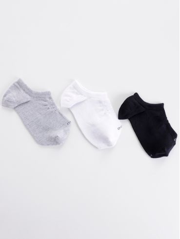 Kit com 03 Meias Lupo Masculinas Branco/Cinza/Preto