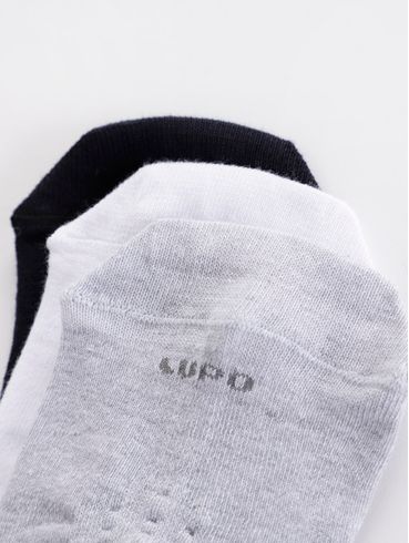 Kit com 03 Meias Lupo Masculinas Branco/Cinza/Preto