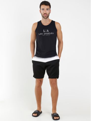 Bermuda Malha Masculina Preto/Cinza/Branco