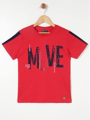 Camiseta Manga Curta Juvenil Para Menino - Vermelho