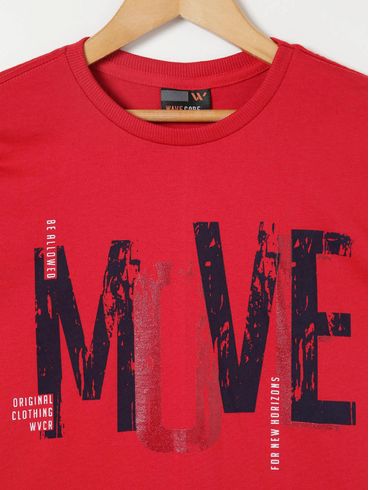 Camiseta Manga Curta Juvenil Para Menino - Vermelho