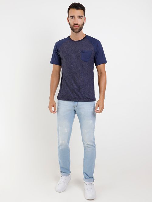 Camiseta Manga Curta Raglan Full Surf Masculina Azul Marinho
