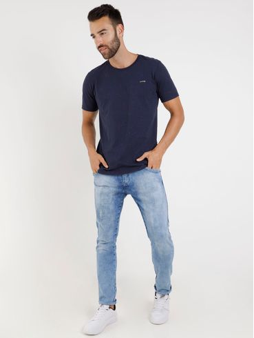 Calça Jeans Marmorizada Masculina Azul