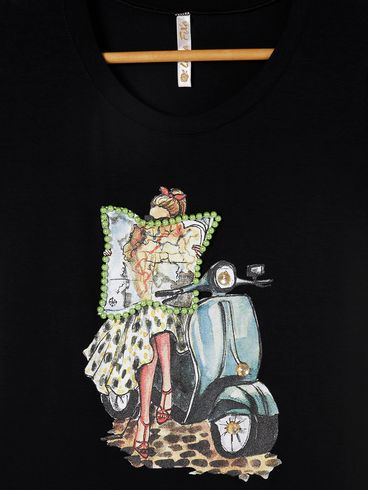 Blusa Manga Curta Feminina Preto