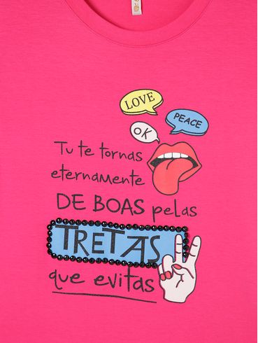 Blusa Manga Curta Feminina Rosa Pink