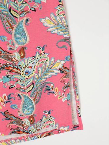 Saia Média Estampada Feminina Rosa