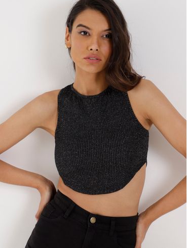 Blusa Regata Cropped Feminina Preto