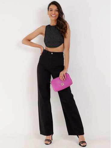 Blusa Regata Cropped Feminina Preto