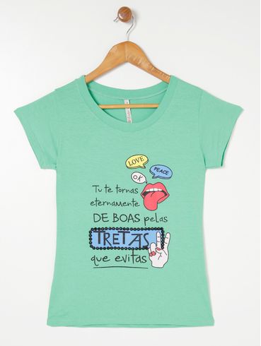 Blusa Manga Curta Feminina Verde
