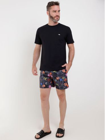 Short Estampado Masculino Preto