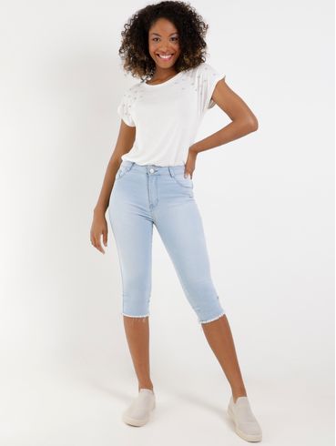 Blusa Manga Curta Feminina Off white