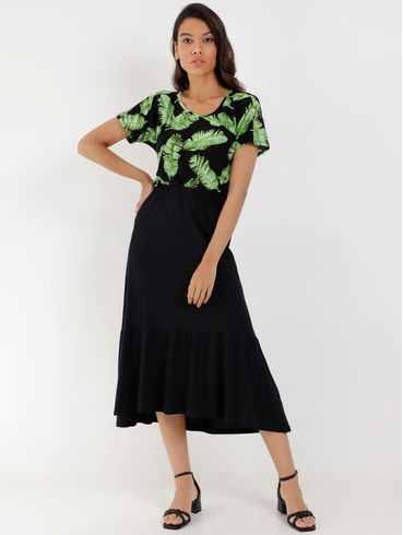 Blusa Manga Curta Feminina Preto