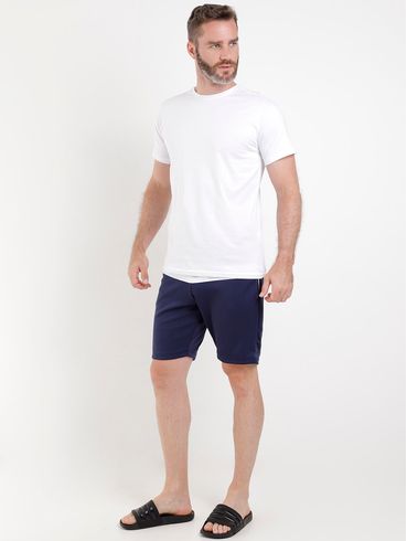 Bermuda Malha Masculina Azul Marinho/Branco/Vermelho