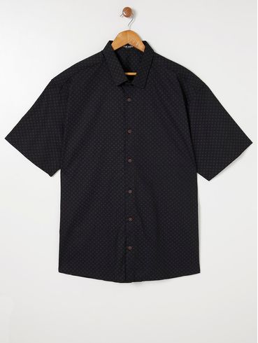 Camisa Manga Curta Plus Size Masculina Preto