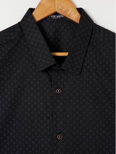 Camisa Manga Curta Plus Size Masculina Preto