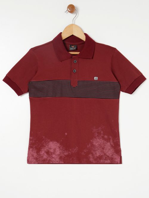 Polo Manga Curta Juvenil Para Menino - Vinho