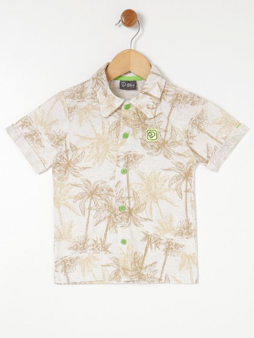 Camisa Manga Curta Infantil Para Menino - Bege