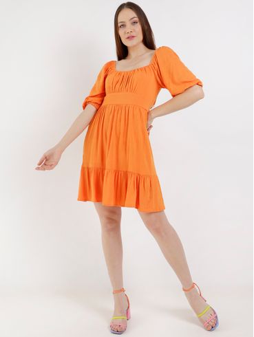 Vestido Curto Feminino Laranja