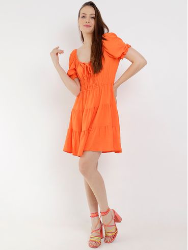 Vestido Curto Feminino Laranja