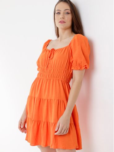 Vestido Curto Feminino Laranja