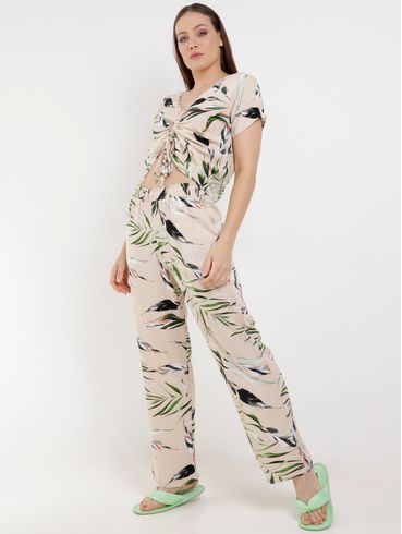 Blusa Manga Curta Feminina Bege