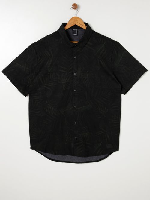 Camisa Manga Curta Plus Size Masculina Preto