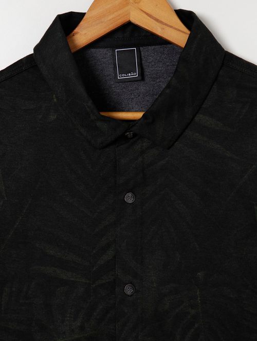 Camisa Manga Curta Plus Size Masculina Preto