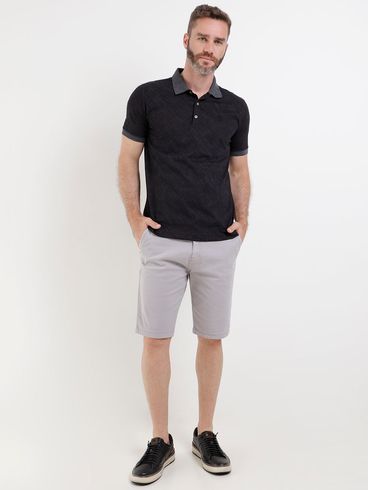 Polo Manga Curta Masculina Preto