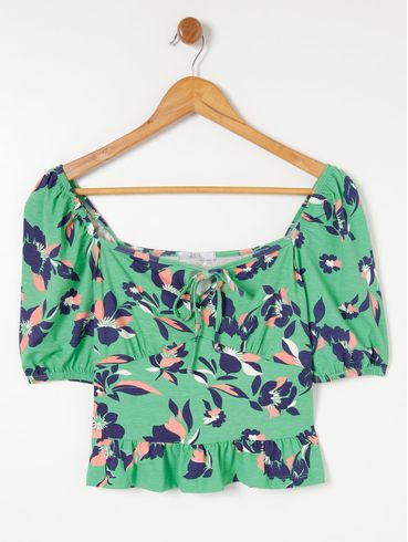Blusa Ciganinha Cropped Feminina Verde
