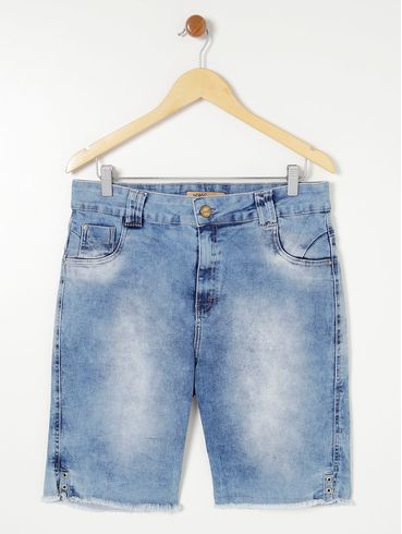 Bermuda Jeans Amuage Plus Size Feminina Azul