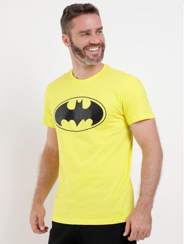 Camiseta Manga Curta Batman Masculina Amarelo